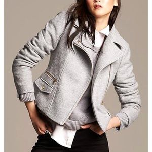 Banana Republic Grey Wool Motorcycle Jacket